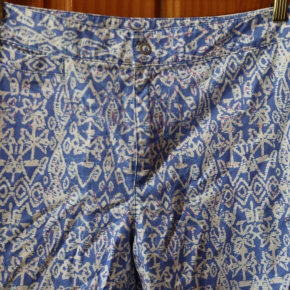 Vintage Sigrid Olsen Bold Blue & White Patterned Straight-Leg Pants Size 10 - Picture 3 of 15